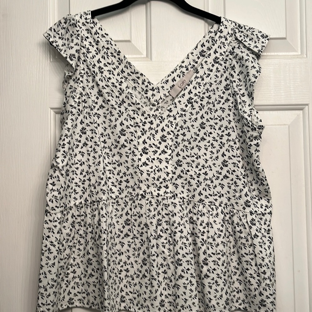 Loft black and white peplum top